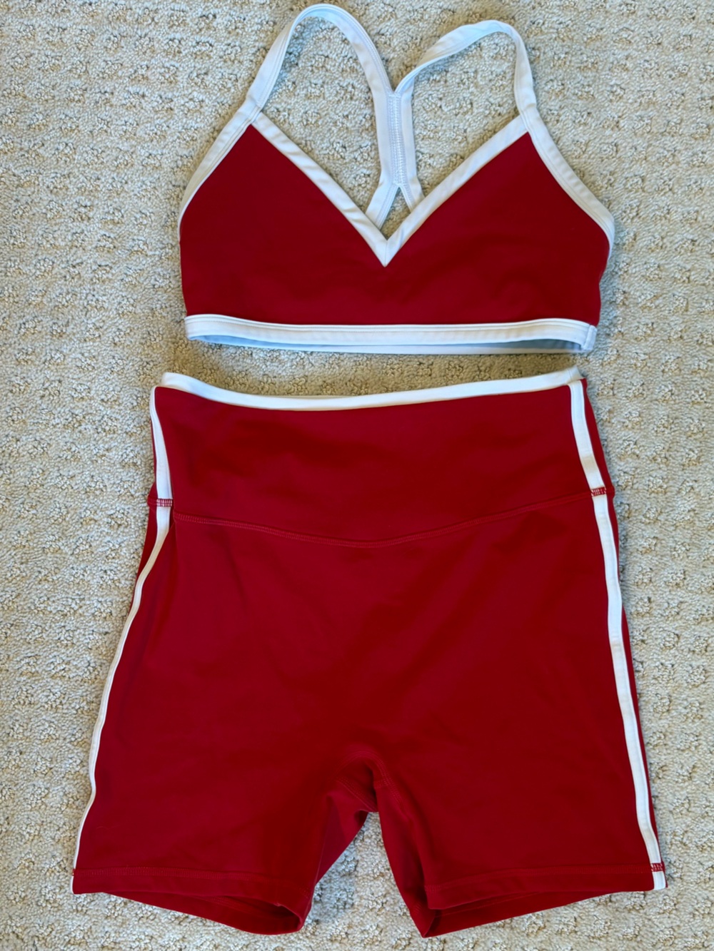 FORM Activewear Red Reversible Sports Bra (M) and Biker Shorts (L)